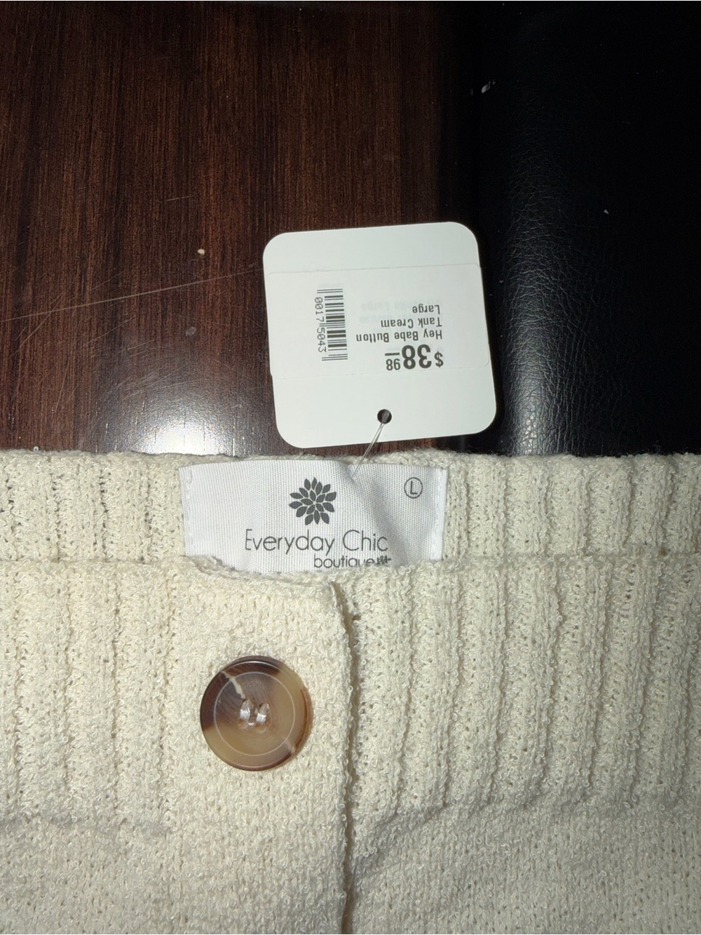 Cream Button-Front Knit Tank Top - Picture 3 of 5